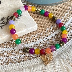 Colorful Beaded Bracelet with Elephant Charm